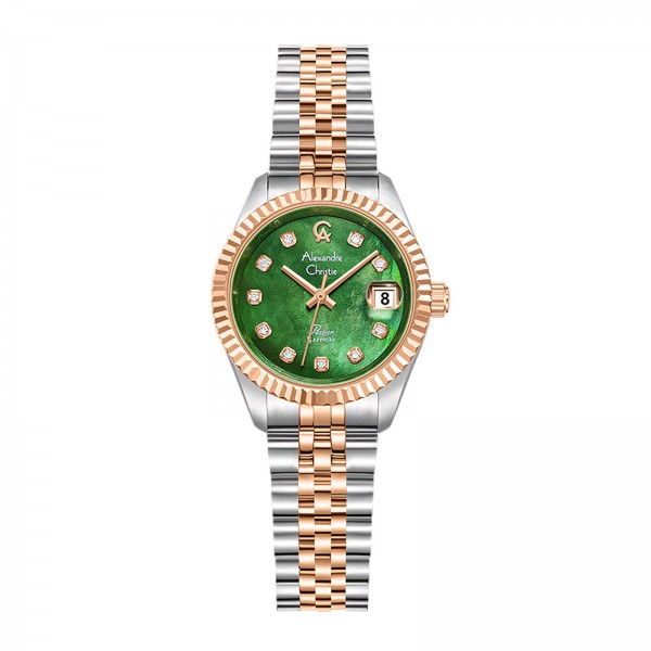 Alexandre Christie AC 5019 Silver Rosegold Green 27mm LDBTRMG